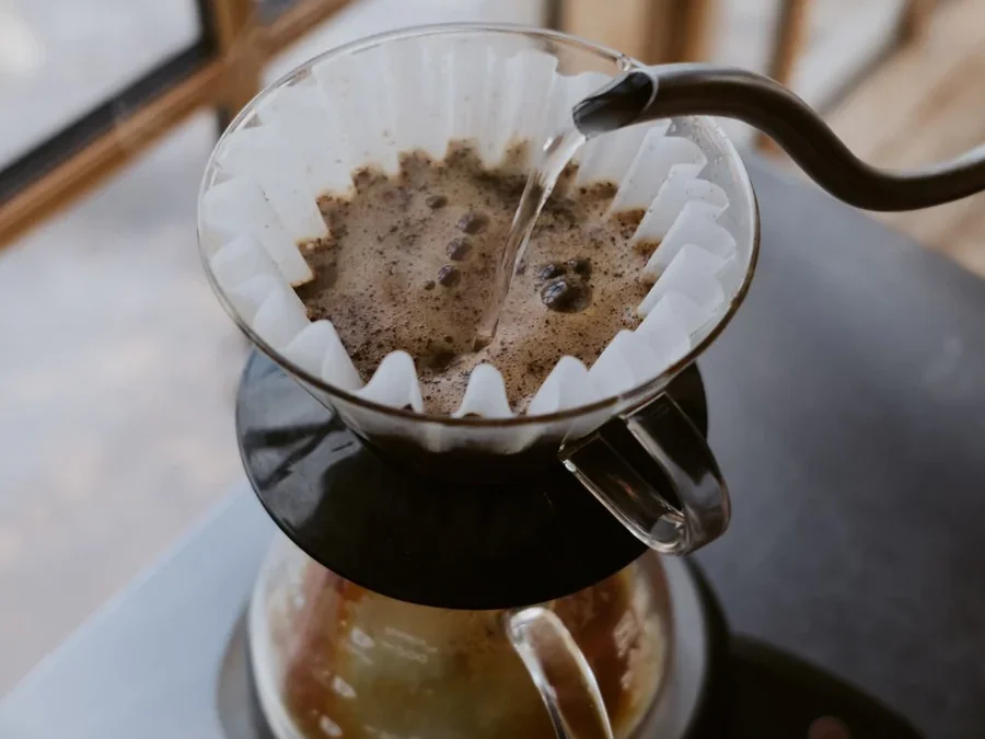 pour over coffee in cone filter