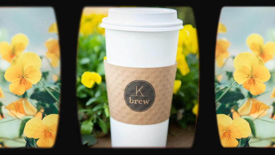 K Brew cup in yellow flowers